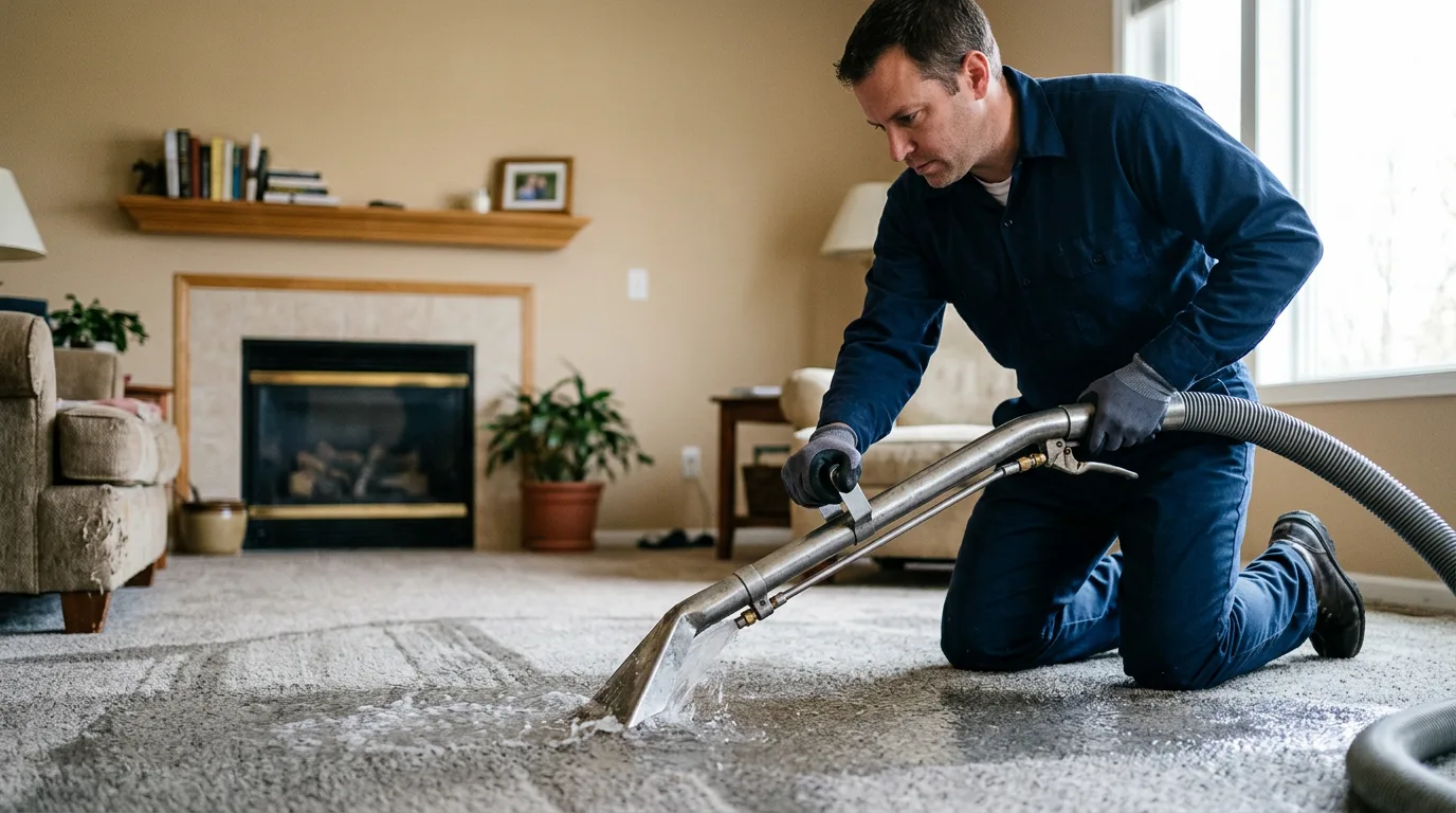 Water damage restoration technician working near Point, TX